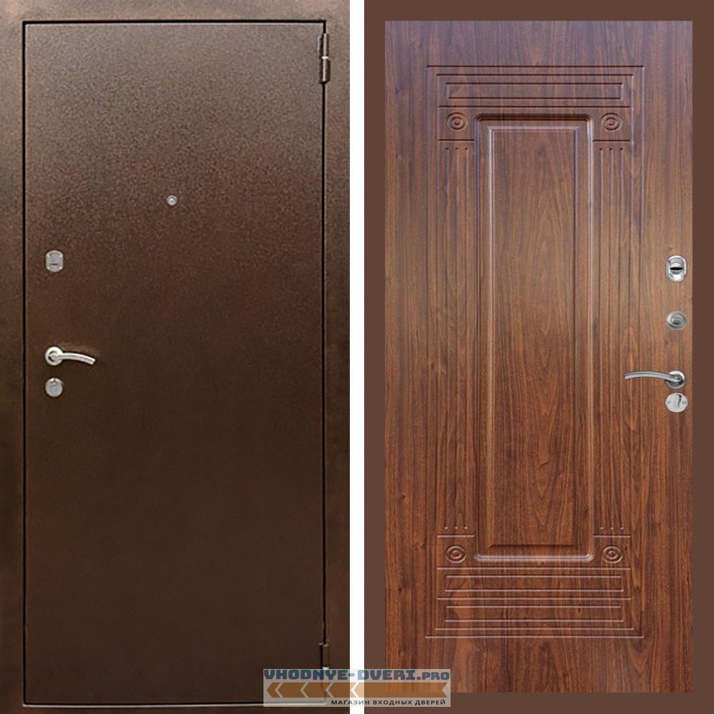 Входная дверь REX (Рекс) 1А Медный антик ФЛ-4 мореная берёза