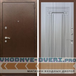 Входная дверь REX (Рекс) 1А Медный антик ФЛ-4 сандал серый