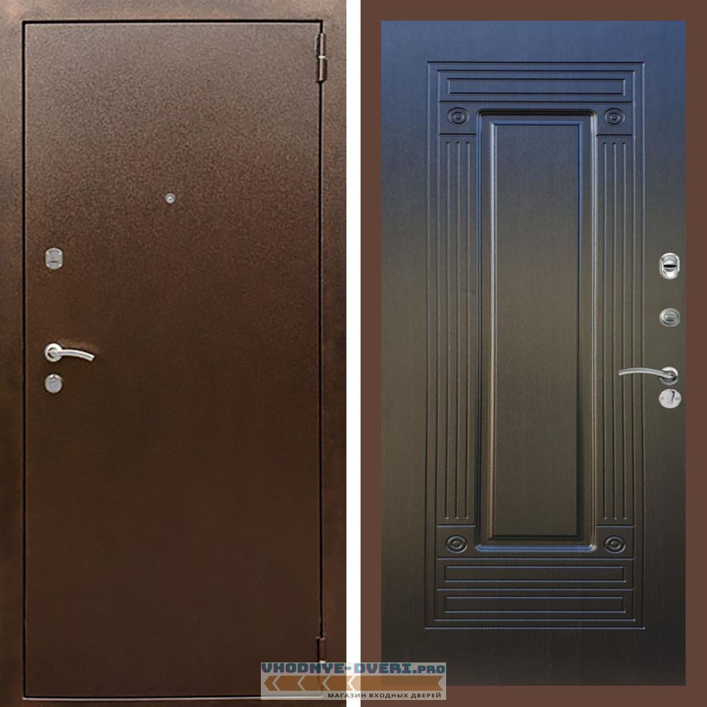 Входная дверь REX (Рекс) 1А Медный антик ФЛ-4 венге