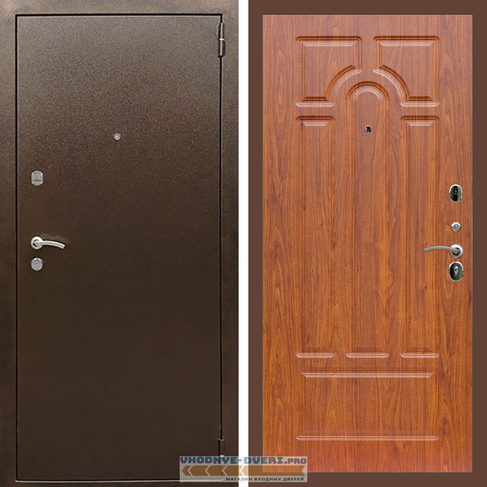 Входная дверь REX (Рекс) 1А Медный антик ФЛ-58 Мореная береза