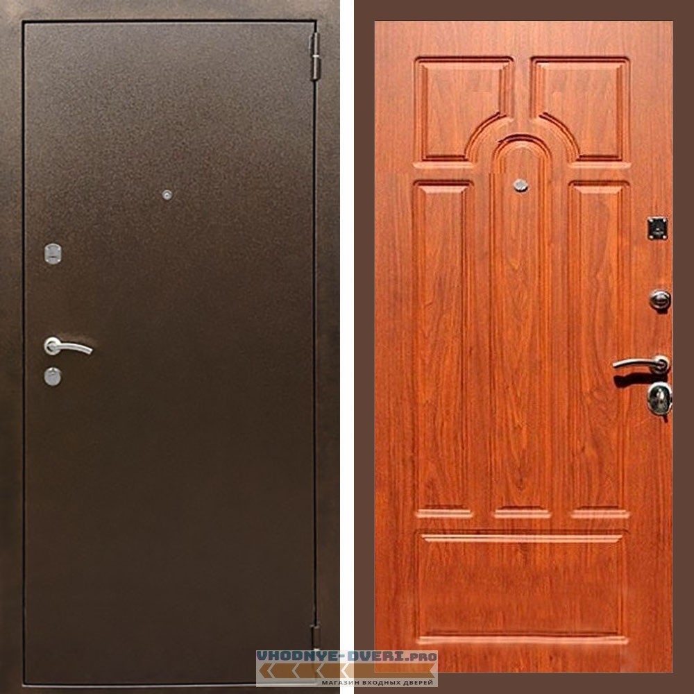 Входная дверь REX (Рекс) 1А Медный антик ФЛ-58 орех