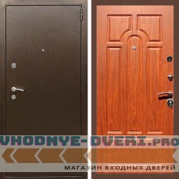 Входная дверь REX (Рекс) 1А Медный антик ФЛ-58 орех