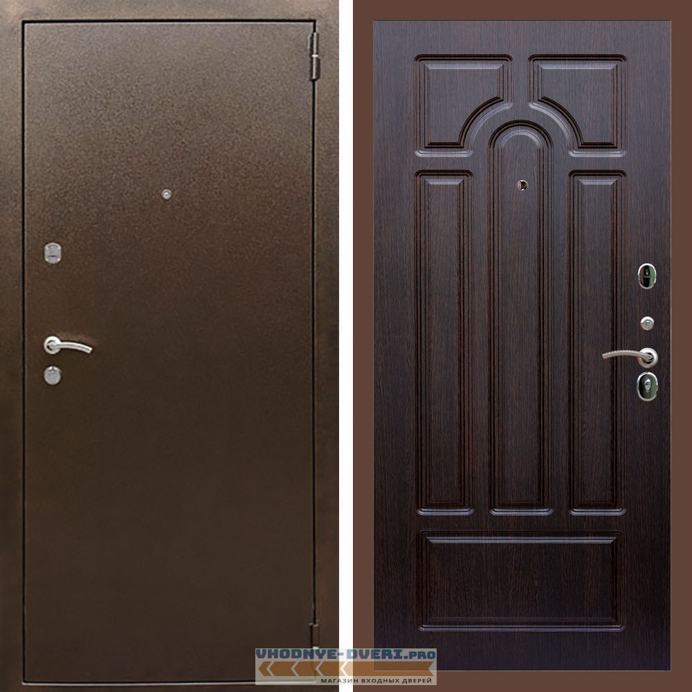 Входная дверь REX (Рекс) 1А Медный антик ФЛ-58 Венге