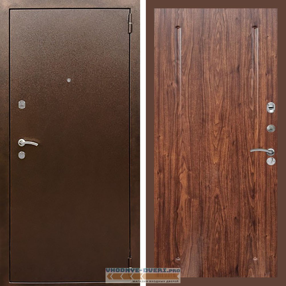 Входная дверь REX (Рекс) 1А Медный антик ФЛ-68 Мореная береза