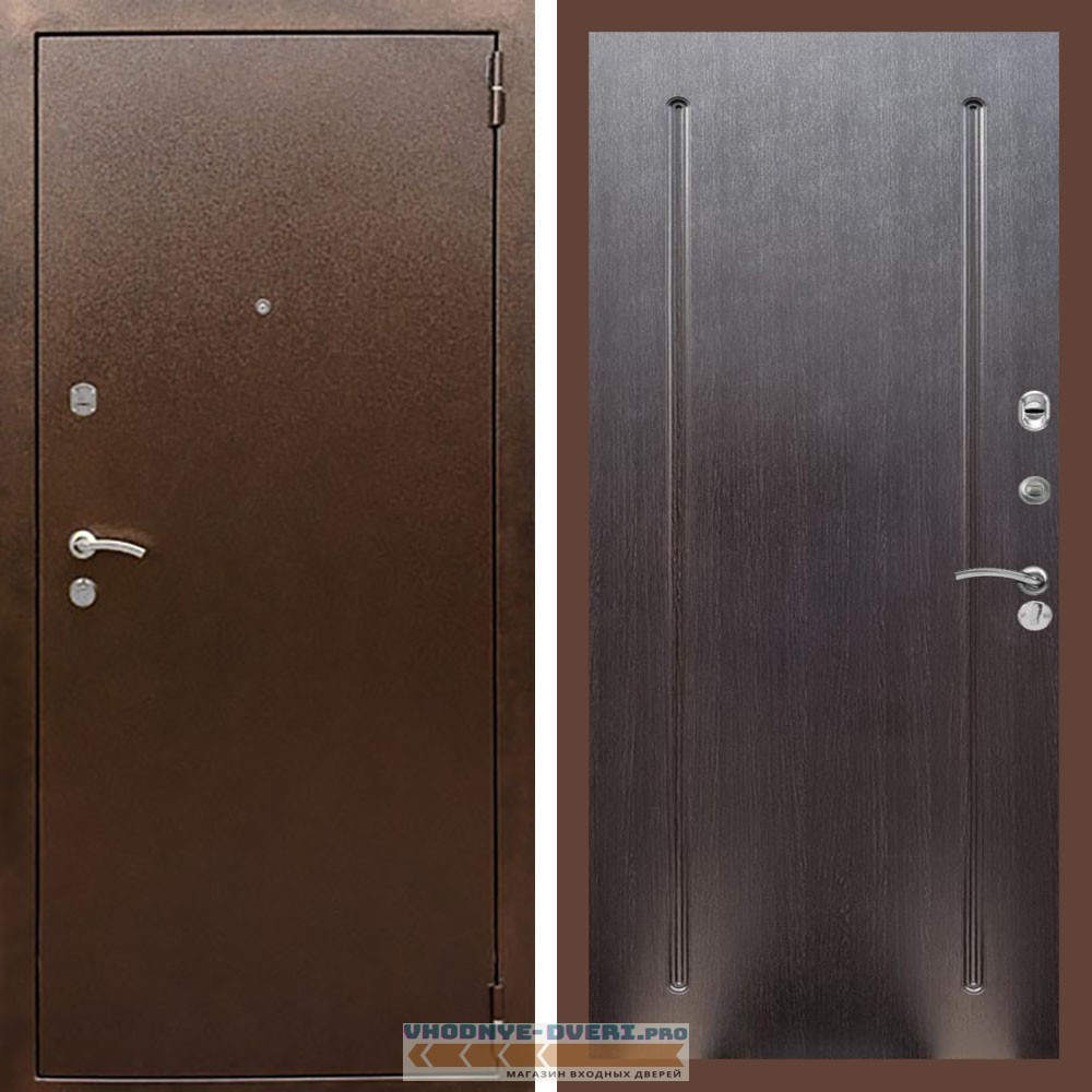 Входная дверь REX (Рекс) 1А Медный антик ФЛ-68 Венге