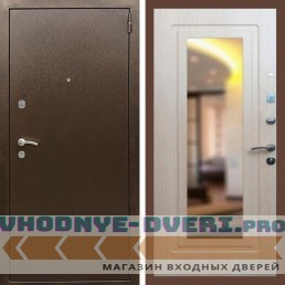 Входная дверь REX (Рекс) 1А Медный антик ФЛЗ-120 беленый дуб