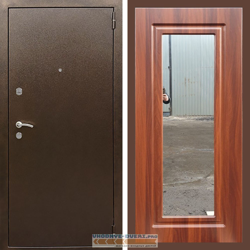 Входная дверь REX (Рекс) 1А Медный антик ФЛЗ-120 итальянский орех