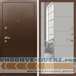 Входная дверь REX (Рекс) 1А Медный антик ЛФЛС-19 Грей софт