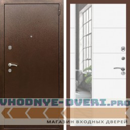 Входная дверь REX (Рекс) 1А Медный антик ЛФЛС-19 Белый матовый