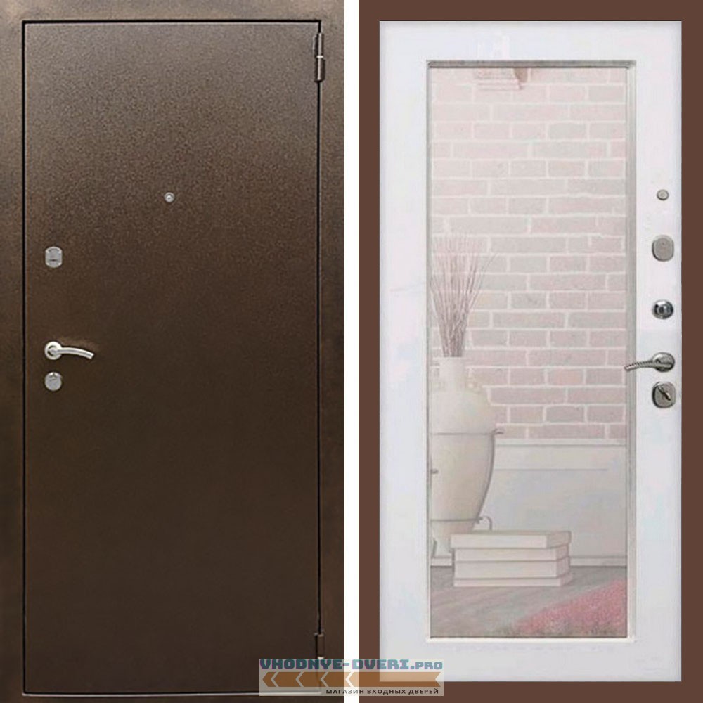 Входная дверь REX (Рекс) 1А Медный антик пастораль белый ясень