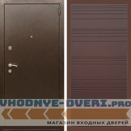 Входная дверь REX (Рекс) 1А Медный антик полоски горизонтальные ясень шоколадный