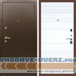 Входная дверь REX (Рекс) 1А Медный антик рекс 14 база белый матовый