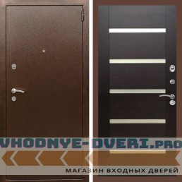 Входная дверь REX (Рекс) 1А Медный антик сб-14 эковенге белое стекло