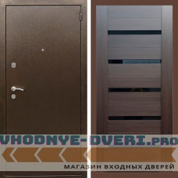 Входная дверь REX (Рекс) 1А Медный антик сб-14 эковенге черное стекло