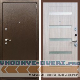 Входная дверь REX (Рекс) 1А Медный антик СБ-14 сандал светлый белое стекло