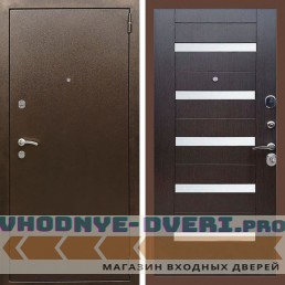 Входная дверь REX (Рекс) 1А Медный антик сб-14 венге белое стекло