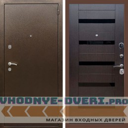 Входная дверь REX (Рекс) 1А Медный антик сб-14 венге черное стекло