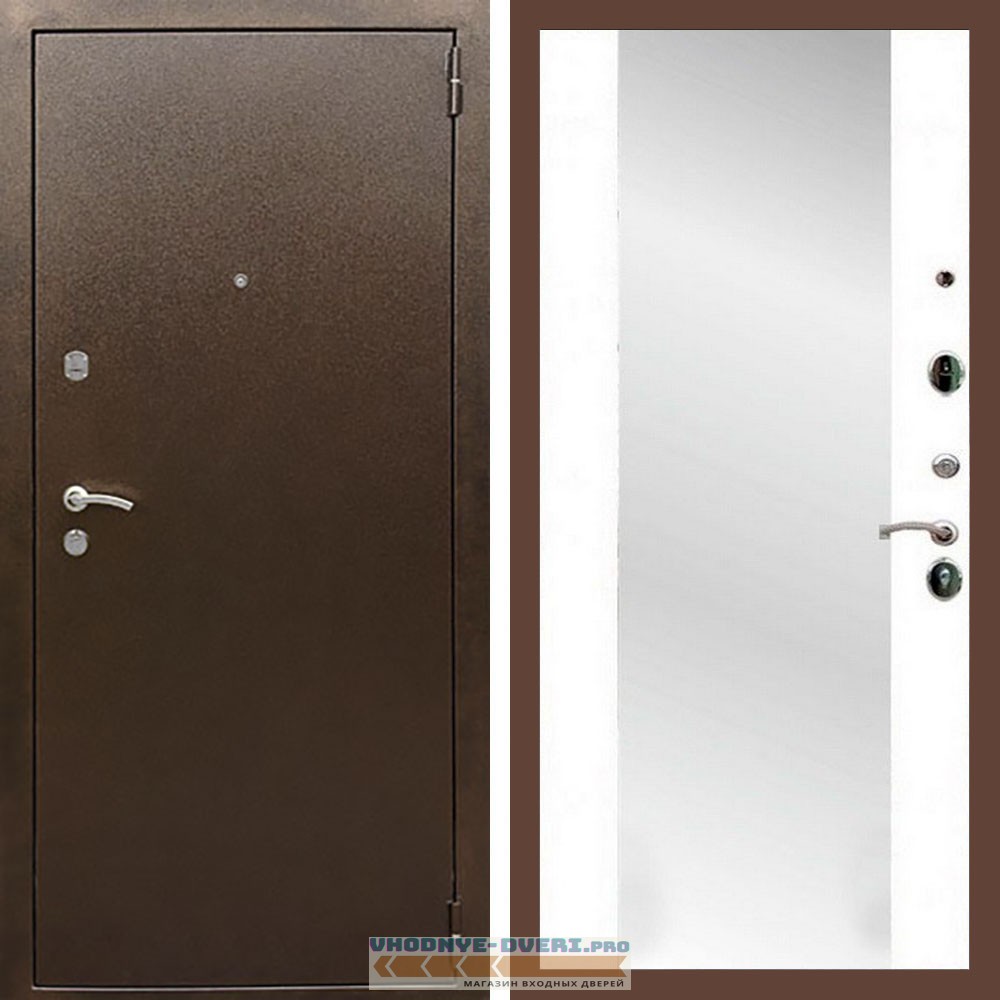 Входная дверь REX (Рекс) 1А Медный антик сб-16 белый матовый