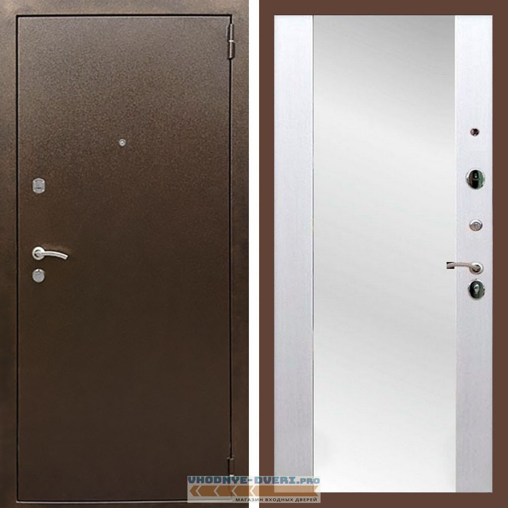 Входная дверь REX (Рекс) 1А Медный антик сб-16 белый ясень