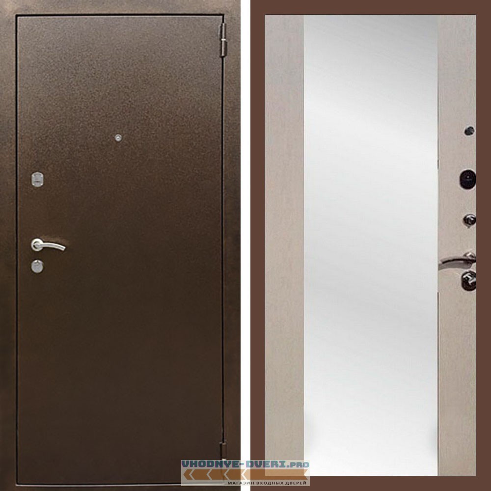 Входная дверь REX (Рекс) 1А Медный антик сб-16 лиственница бежевая