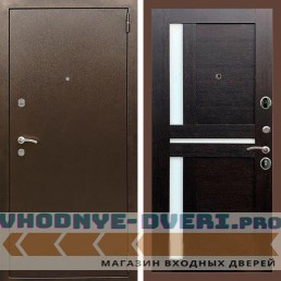 Входная дверь REX (Рекс) 1А Медный антик сб-18 венге белое стекло