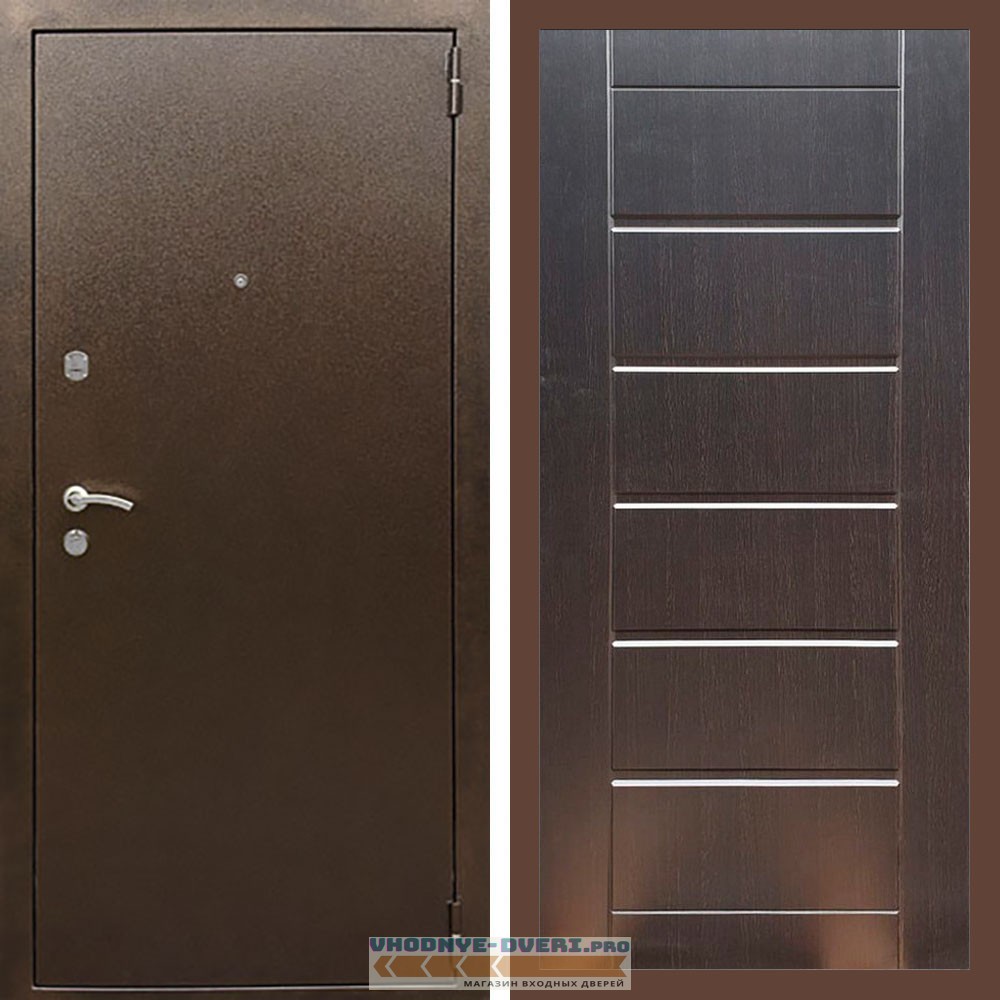 Входная дверь REX (Рекс) 1А Медный антик сити 16 мм венге