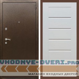 Входная дверь REX (Рекс) 1А Медный антик сити 16 мм ясень белый