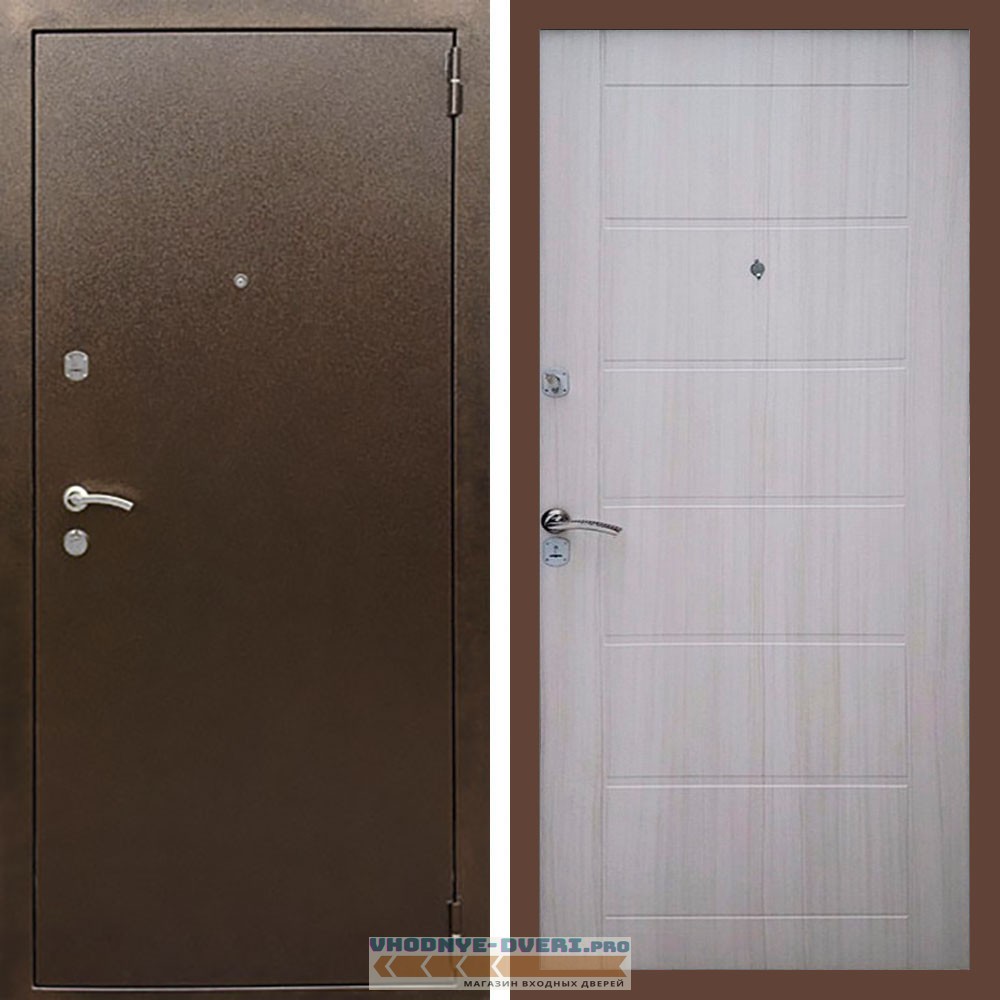 Входная дверь REX (Рекс) 1А Медный антик сити 6 мм сандал светлый