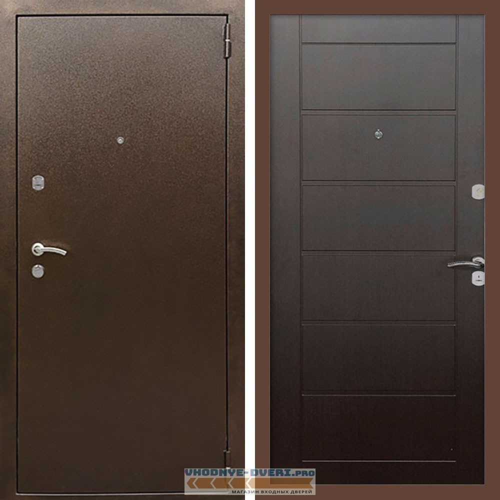 Входная дверь REX (Рекс) 1А Медный антик сити 6 мм венге