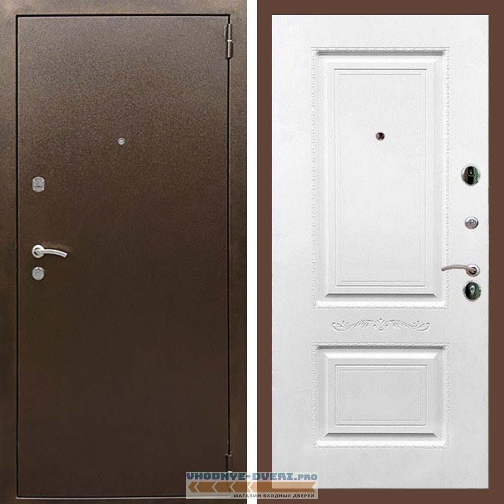 Входная дверь REX (Рекс) 1А Медный антик смальта 04 белый матовый