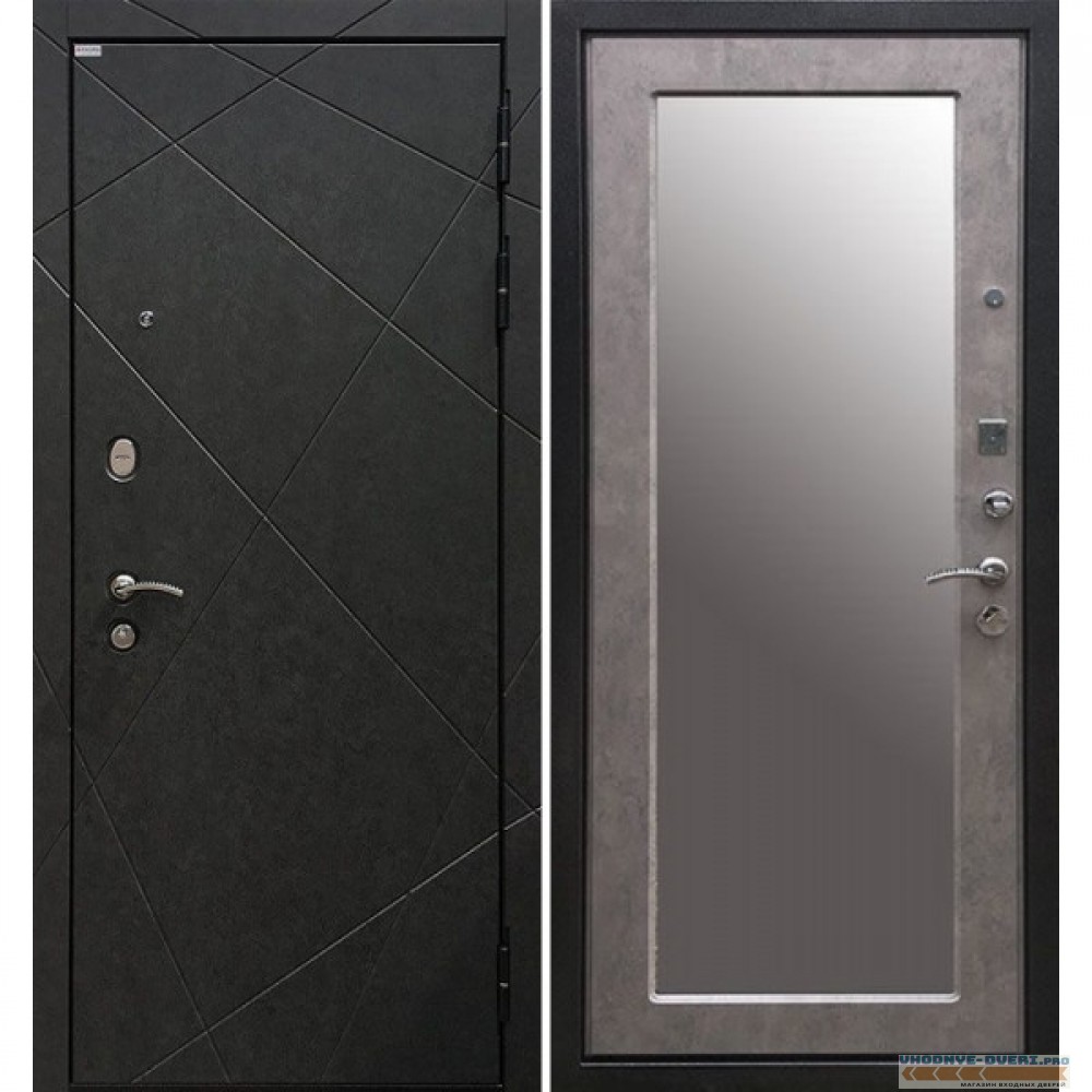 Стальная дверь Ратибор Эстет 3К с зеркалом (Бетон светлый)