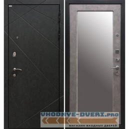 Стальная дверь Ратибор Эстет 3К с зеркалом (Бетон светлый)