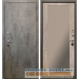 Стальная дверь Ратибор Тетрис 3К с зеркалом (Бетон светлый)