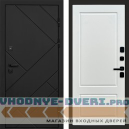 Дверь входная Termo Door Стоун Black Марсель Белый софт