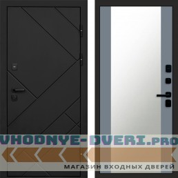 Входная дверь Стоун Black Зеркало 27 Grey Софт