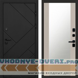 Дверь Termo Door Стоун Black Зеркало 27 Слоновая кость