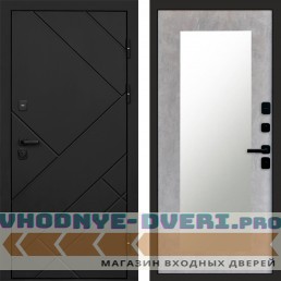 Входная дверь Стоун Black Зеркало триумф бетон светлый
