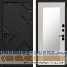 Входная дверь Стоун Black Зеркало Триумф лиственница белая