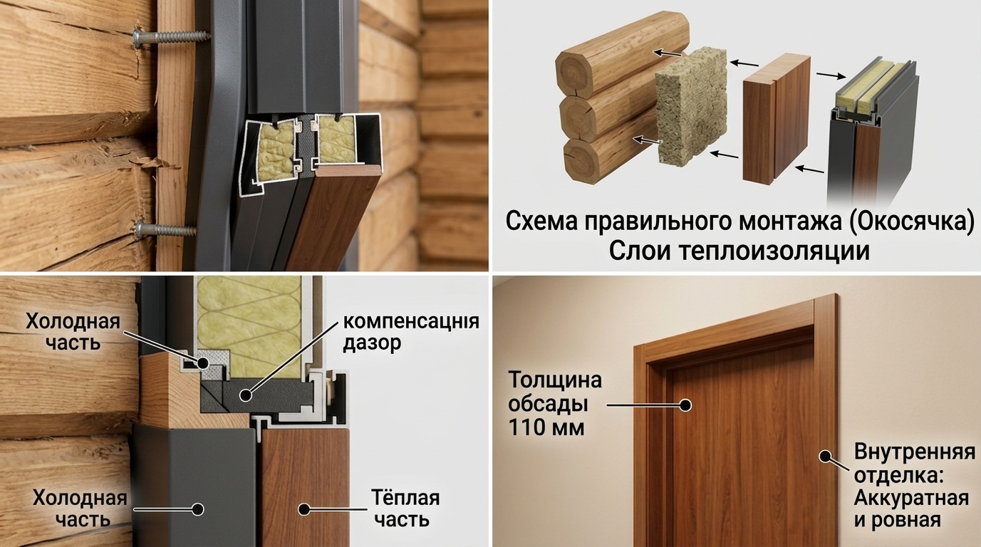 Сравнение: жёсткий монтаж и монтаж с обсадой в деревянном доме