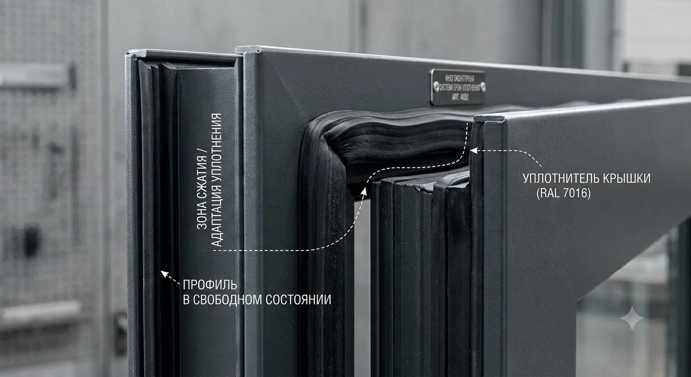 Уплотнители и 2–3 контура по периметру двери «Лабиринт»