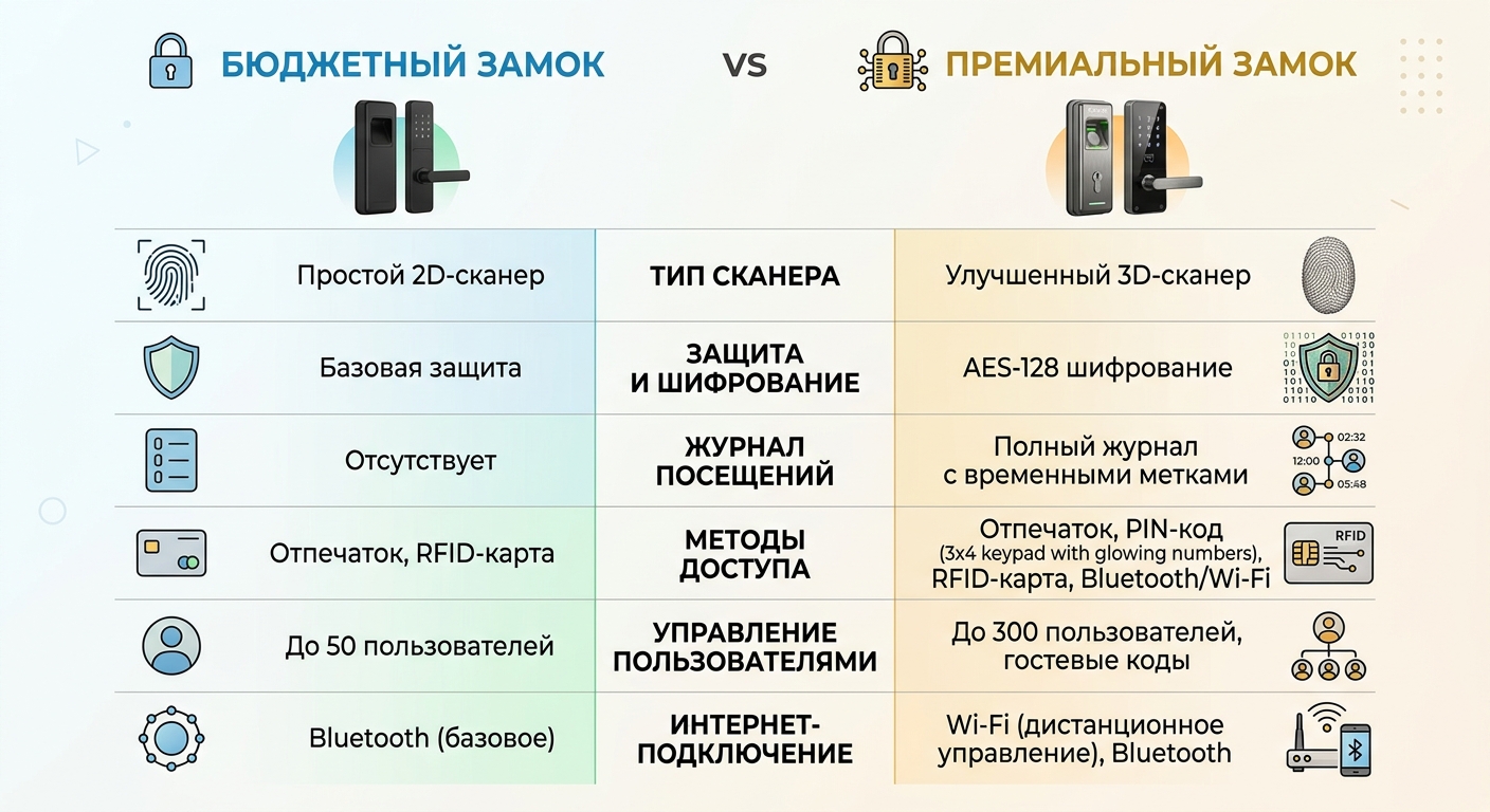 Сравнение характеристик замков