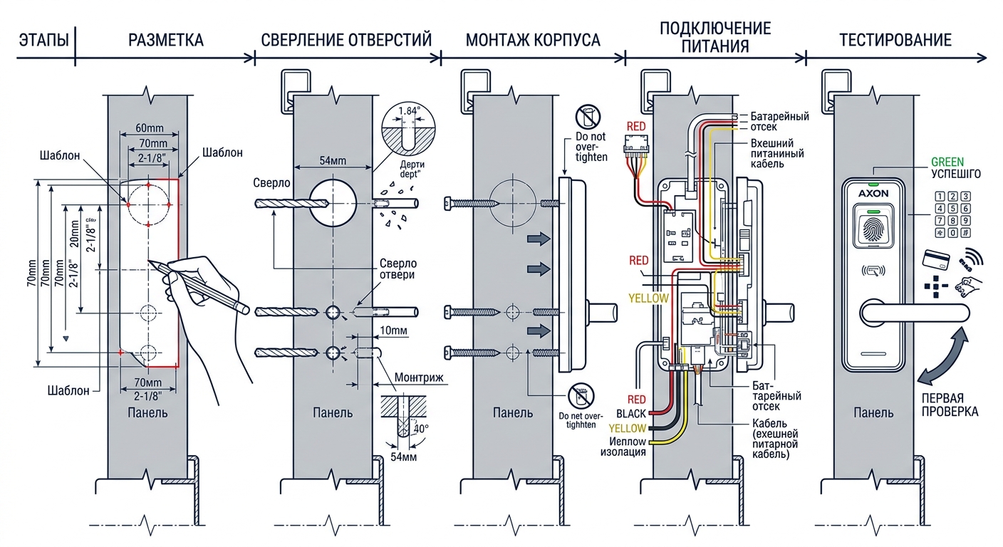 Схема установки электронного замка